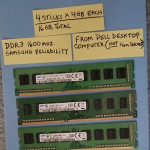 RAM 16GB (4 sticks of 4GB each) PERFECT CONDITION AND MATCHED TO BE 16GB TOTAL